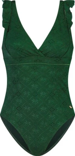 Beachlife Green Embroidery Dames Badpak - Maat D40